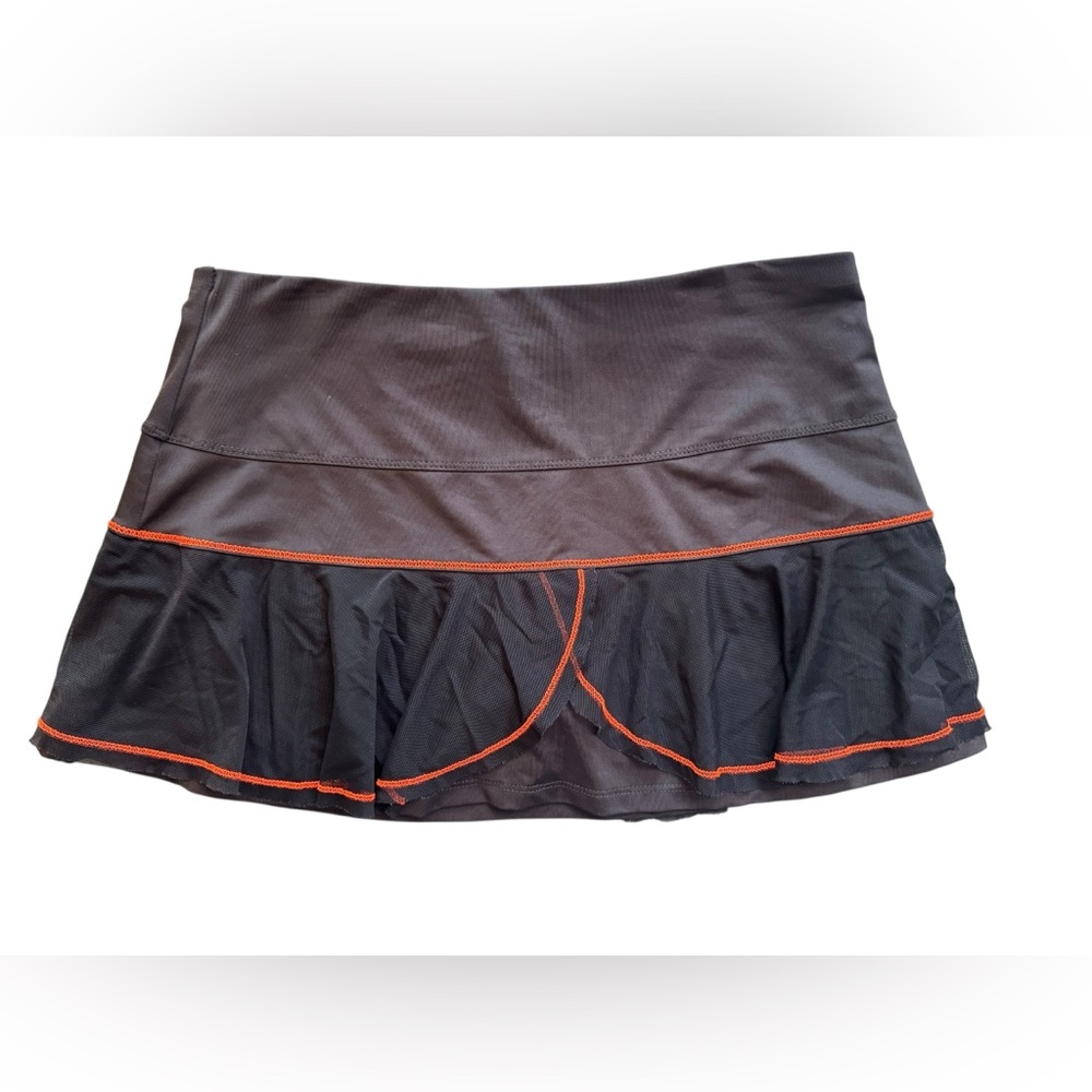 Lucky In Love Skort Womens Medium Black Hot Orange Trim Pickleball‎ Tennis Golf